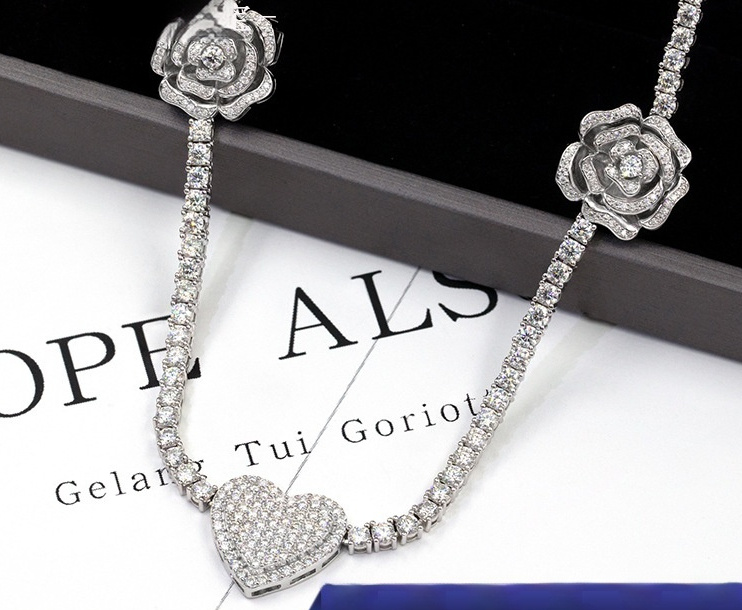 925 Silver Set Moissani Hip-hop Personalized Rose Necklace - Image 2
