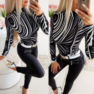 Thin printed long sleeve T-shirt top