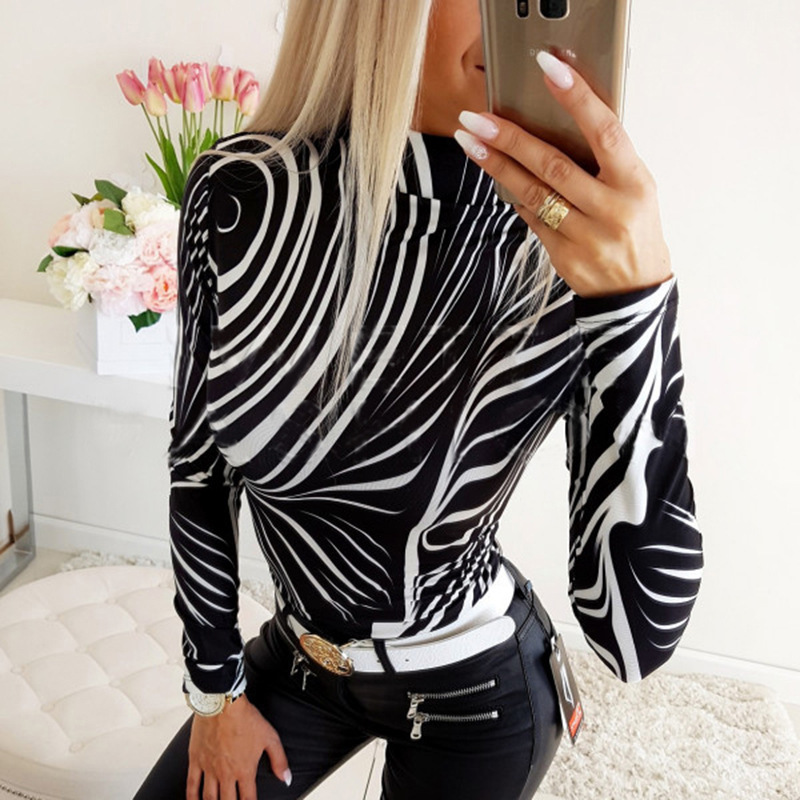 Thin printed long sleeve T-shirt top - Image 4