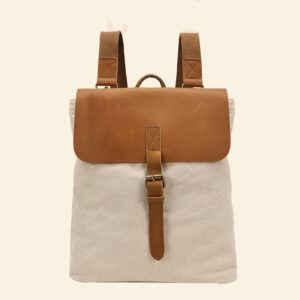 Crazy Horse Leather Casual Student Minimalist Backpack