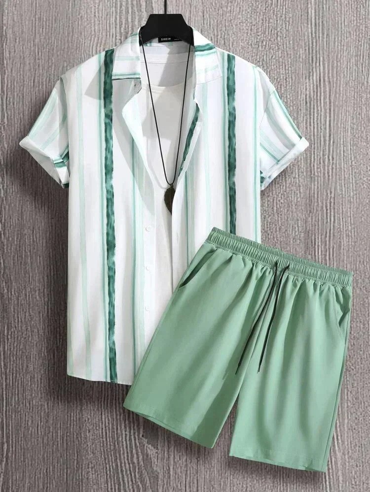Popular Short Sleeve Hipster Beach Style Hawaii Suit - Image 2