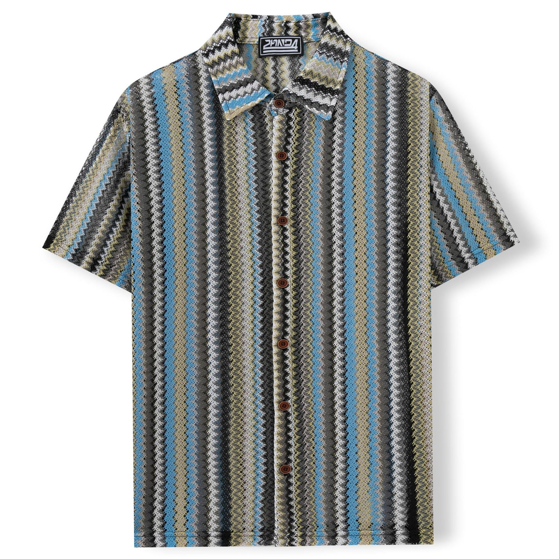 Summer New Men's Ethnic Style Striped Shirt - Image 4
