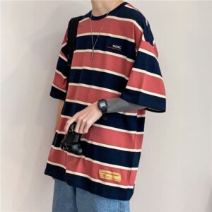 Summer loose striped short sleeve t-shirt