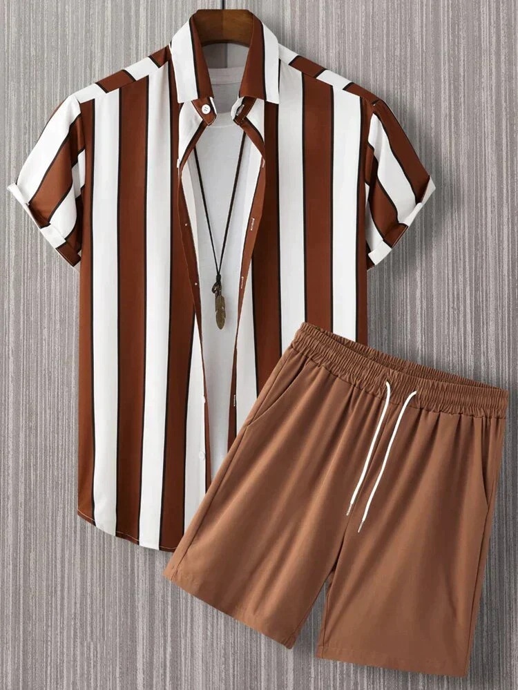 Popular Short Sleeve Hipster Beach Style Hawaii Suit - Image 3