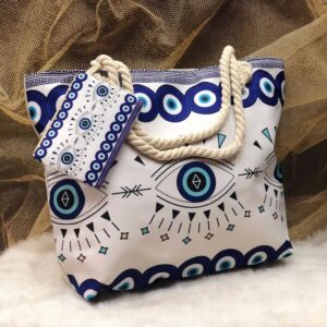 Devil's Eye Women's Cotton Portable Large Capacity Seaside Shoulder Bag
