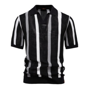 Breathable Hollow Men's Short-sleeved Polo Shirt Sweater